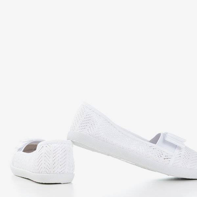 OUTLET Белые ажурные кроссовки с бантом Nadin - Обувь