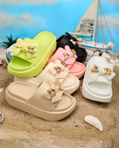 Royalfashion Women's rubber flip-flops with decorative bow Nilm