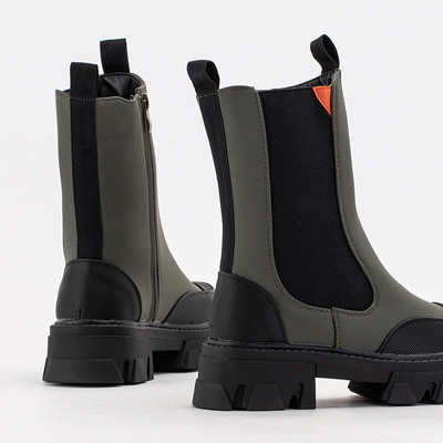 Tumši zaļi sieviešu zābaki ar cietu zoli Rosidi - Apavi