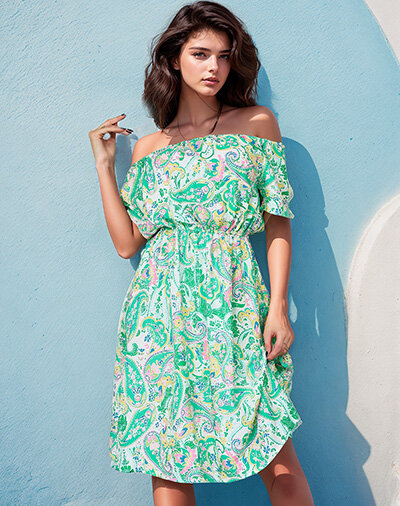 Royalfashion Patterned women's mini dress a'la hiszpanka