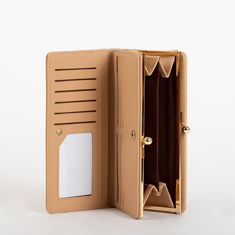 Classic light brown large women's wallet - Accessories
