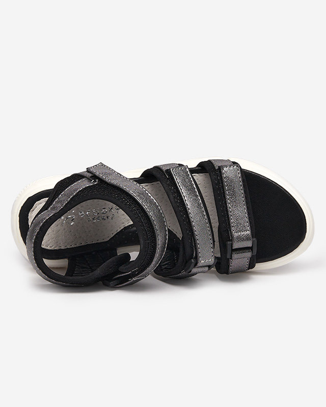 Meiteņu sandales aizdarāmas ar Velcro no grafīta Mumin - Apavi