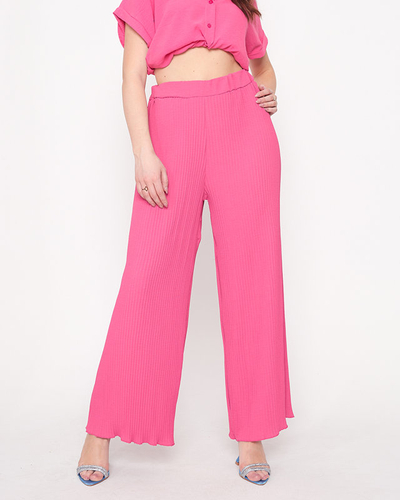 Fuchsia women's wide ribbed palazzo pants - Clothing