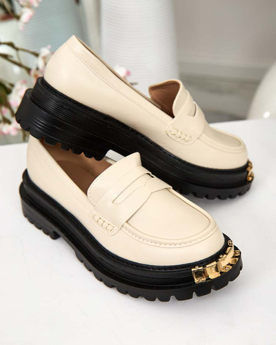 Aurelia Beige Women's Platform Loafers 5cm - Stylish and Comfortable