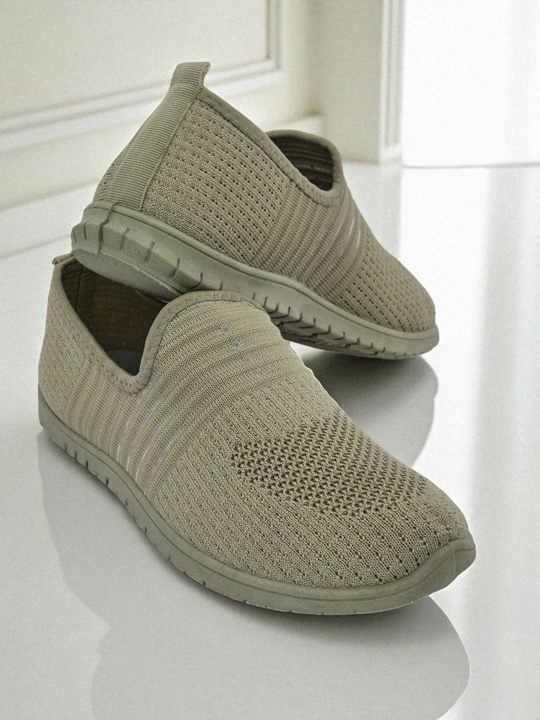 Damsik slip-ön mokasins Hypatia Verde de fabric su flatik tel