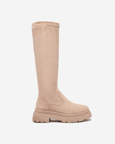 Royalfashion Women's beige Watewag knee-high boots