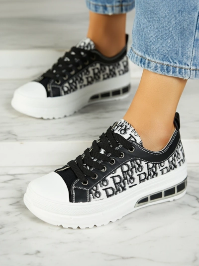 Sneakers Livia w Kolorze Czarno-Białym z Platformą