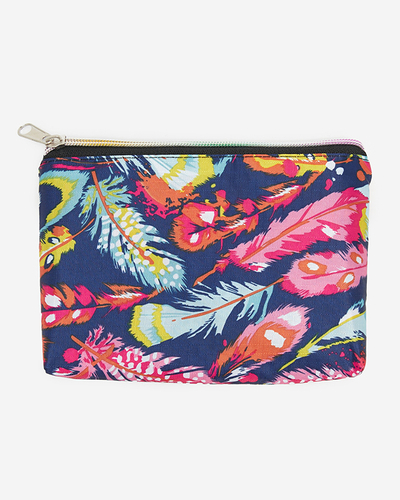 Navy blue folding shopping bag with a sachet and a colorful floral pattern - Accessories