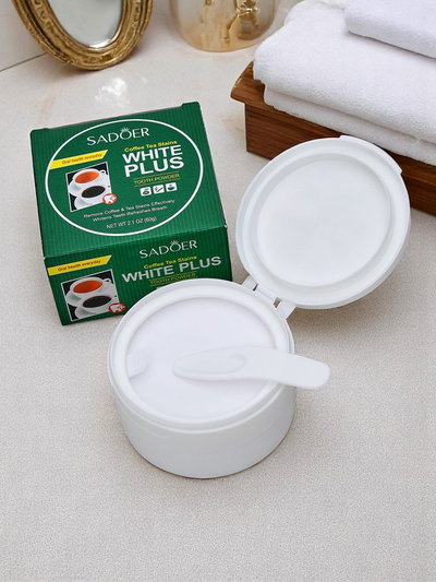 Sadoer Balinošais zobu pulveris traipu noņemšanai no kafijas un tējas