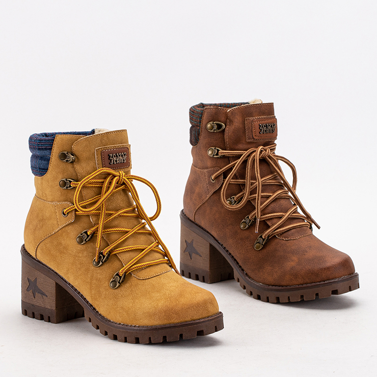 Mustard women's boots on the post Royaltan - Footwear