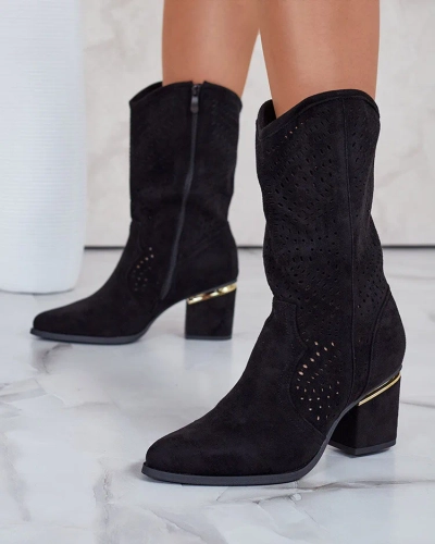 Royalfashion Openwork low stiletto boots Hewir