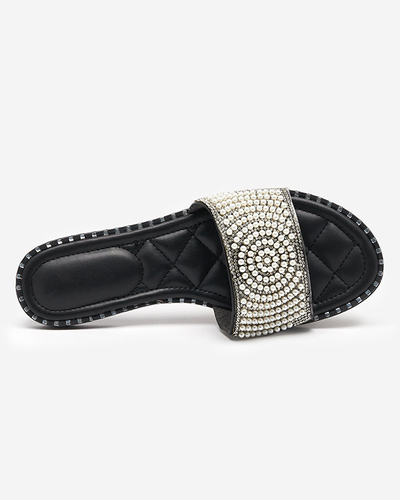 OUTLET Ladies' black slippers with Ahaio decorations - Footwear