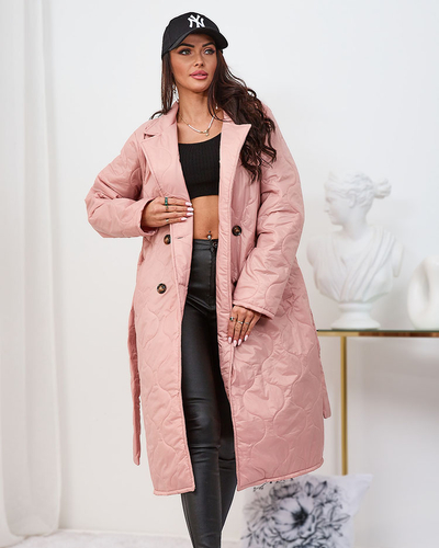 Royalfashion Women's quilted coat with binding in light pink color