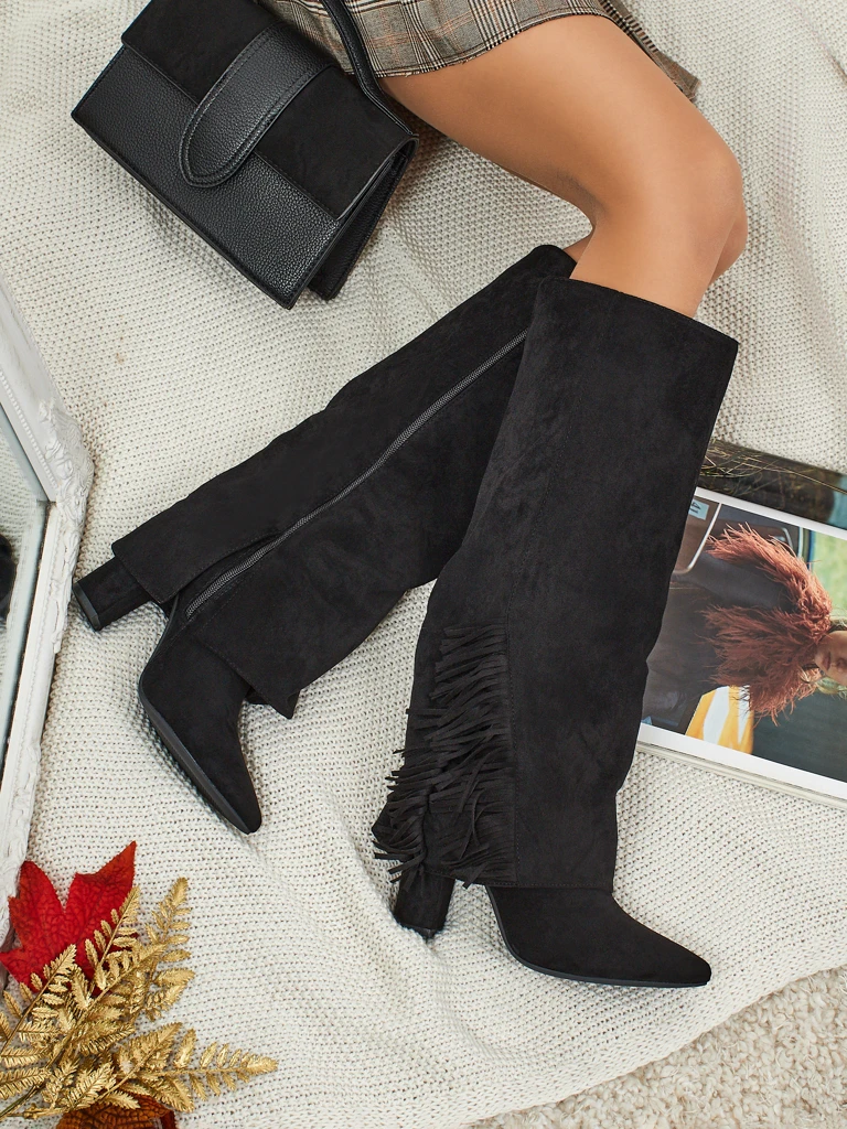 Kozaki Damskie eko zamszowe z cholewką Rimolea