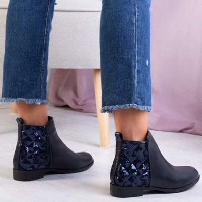 Granatowe botki z cekinami Pajetka - Obuwie