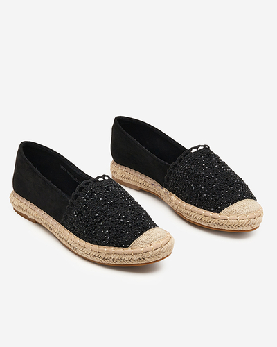 Black women's espadrilles with cubic zirconias Pashea - Footwear