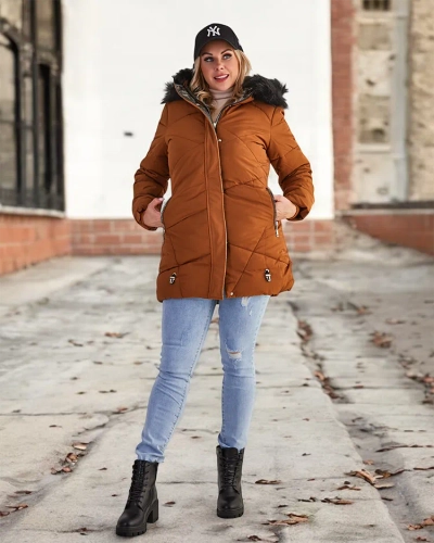 Royalfashion Brūna sieviešu ziemas jaka