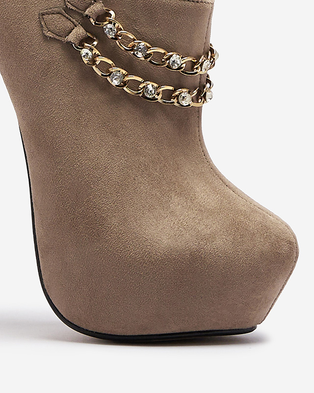 Серо-бежевые женские туфли на высокой шпильке Ehcso- Footwear