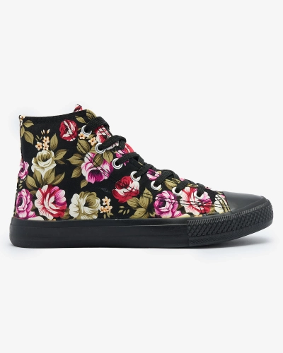 Royalfashion Women's Soxic High Black Floral Sneakers
