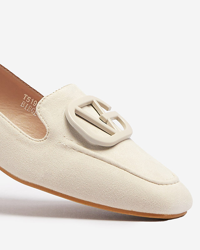 Women's moccasins with ecru embellishment Jeterika - Footwear