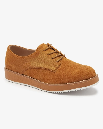 Women's lace-up half shoes a'la oxfords in camel color Oksila - Footwear