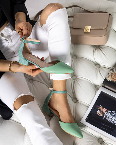Zaļas sieviešu sandales uz apakšējā staba Areda - Apavi