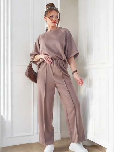 Royalfashion Women's set with short sleeves and wide trousers