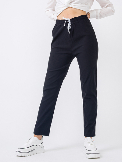 Black fabric pants for women PLUS SIZE - Clothing