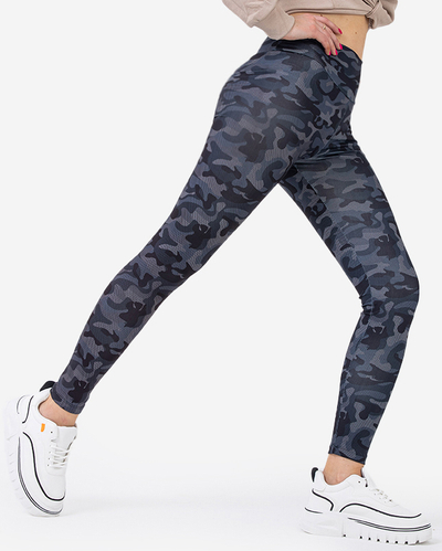 Dark gray patterned high-waisted leggings - Clothing