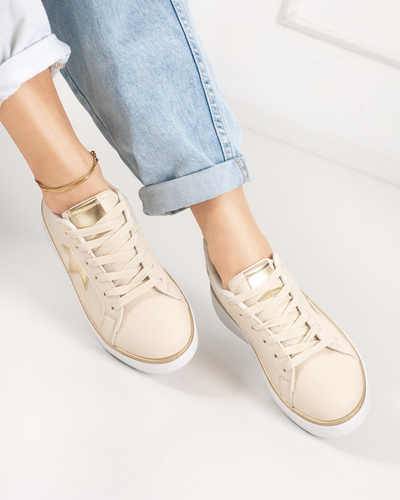 OUTLET Beige and gold women's sports shoes Taqeva - Footwear