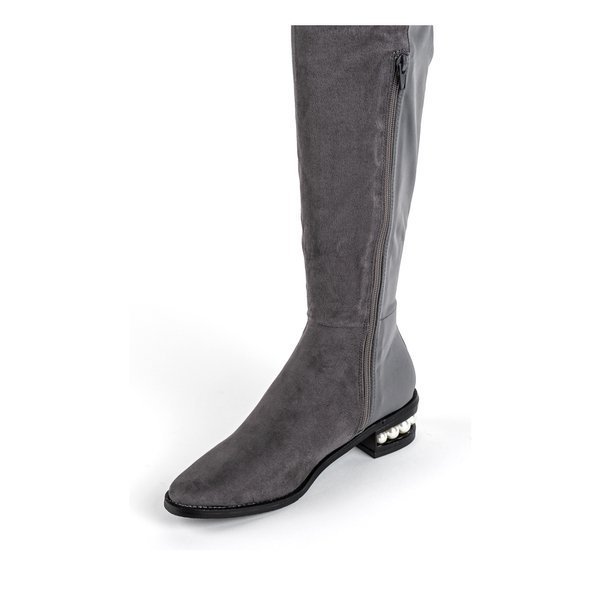 Gray over-the-knee boots with a decorated heel La Perla - Footwear