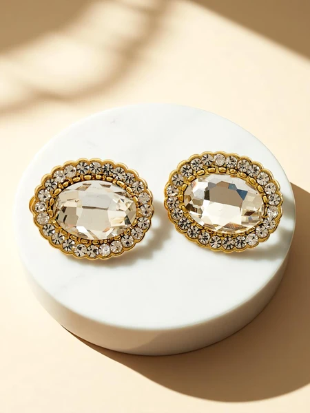 Royalfashion Women's clip-on earrings with crystal and cubic zirconia