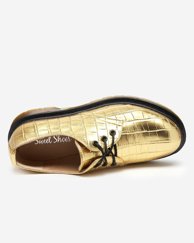 Gold women's shoes with Seniri embossing - Footwear