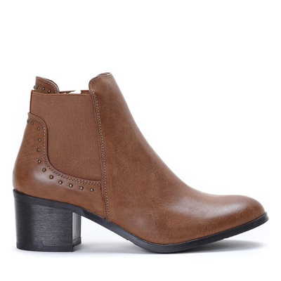 Brązowe botki z dżetami Sunset Lover - Obuwie