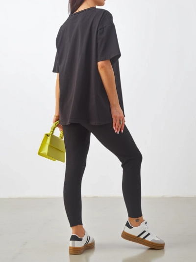 Royalfashion Women's cotton set with short sleeves and leggings