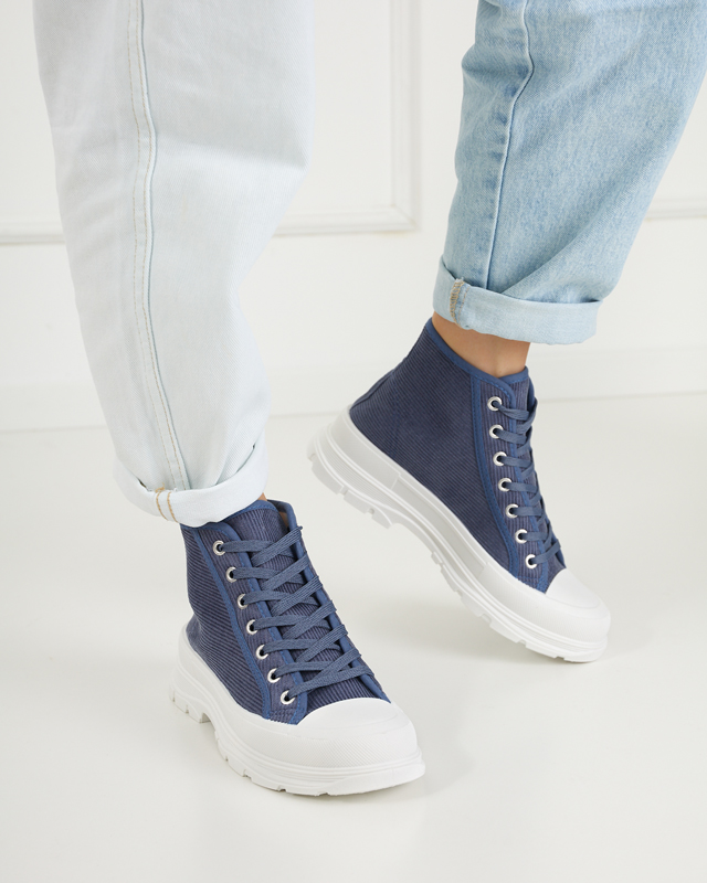 Blue women's high ribbed sneakers Somali - Footwear