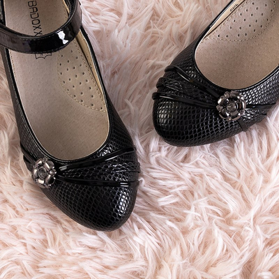Black children's ballerinas with Neqe decoration - Shoes