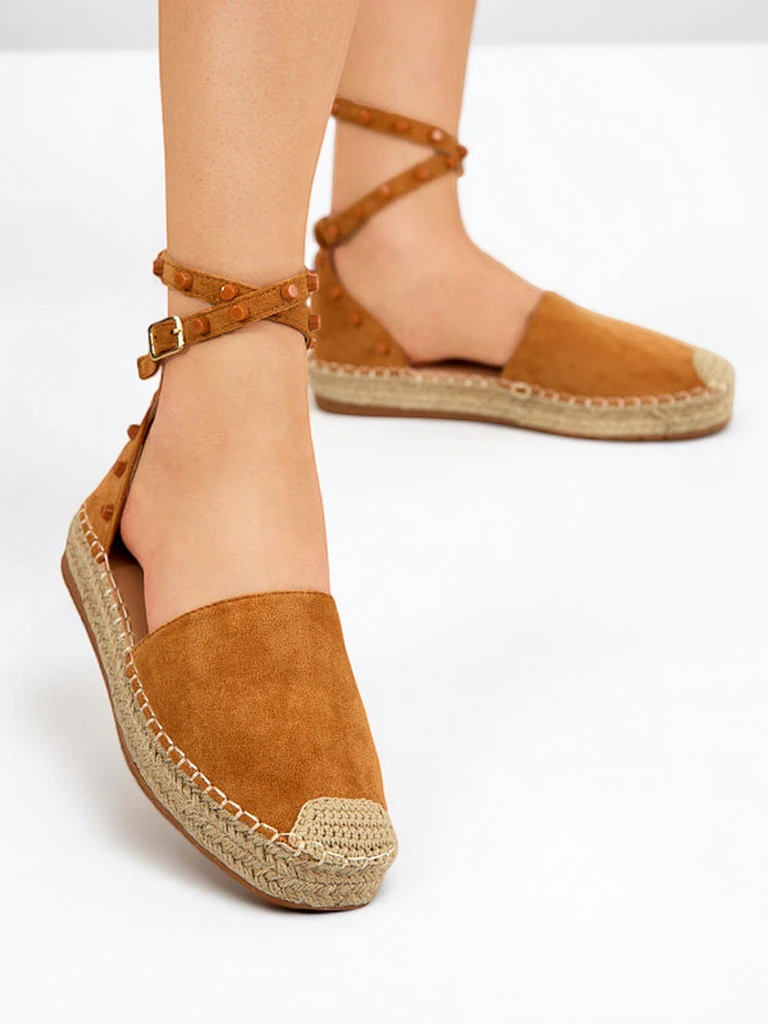 Light brown women's espadrilles with Lonesi jets - Footwear