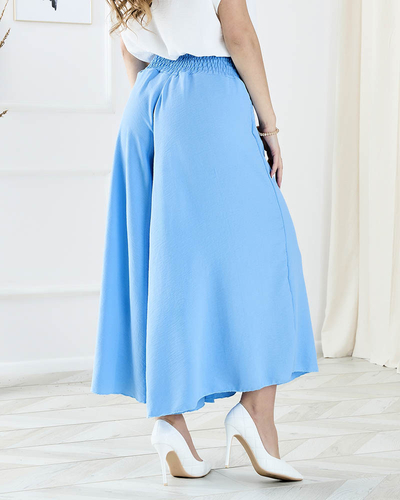 Sieviešu platās palaco bikses zilā krāsā - Apģērbs