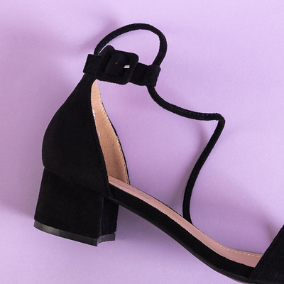 Black women's sandals on a low post Asoka - Shoes