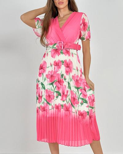 Royalfashion Women's pleated floral midi dress
