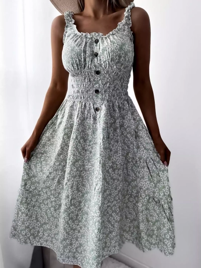 Floral mint women's knee-length dress Clothing