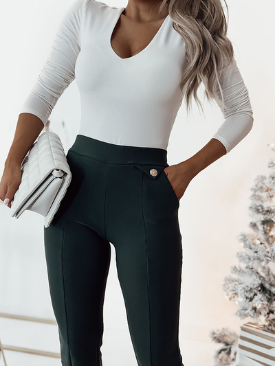 Royalfashion Black women's eco-leather leggings a'la bells