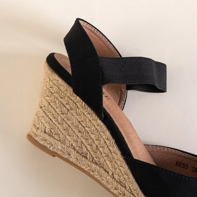 OUTLET Black women's sandals on a wedge Eupatoria - Sandals