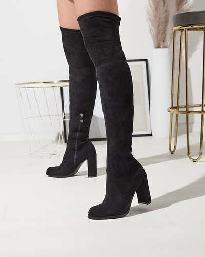 Black women's over-the-knee boots Qavoti Footwear