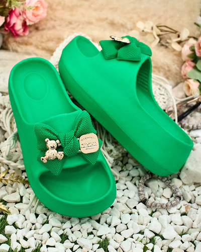 Royalfashion Women's rubber flip-flops with decorative bow Afeen