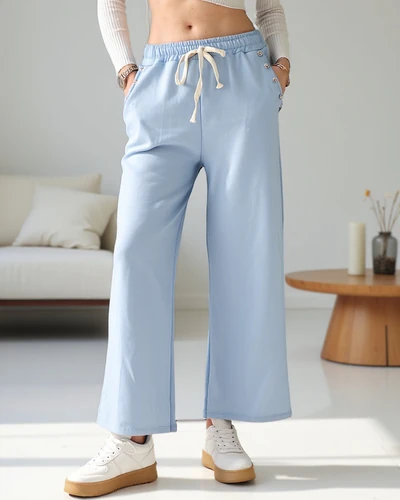 Royalfashion Sieviešu platās sporta bikses no viskozes ar cirkoniju