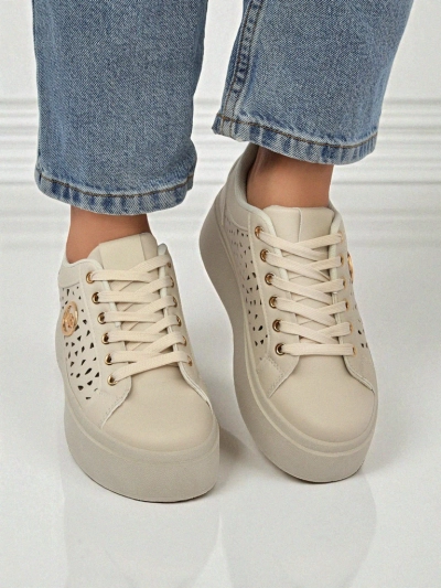 Sneakers Ecru pou fanm sou platfòm Boreas Royalfashion po ekolojik