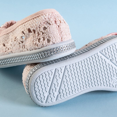 Children's pink lace slip on Ozana - Footwear