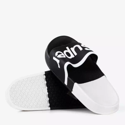 OUTLET Черные мужские тапочки с надписью Super - Обувь